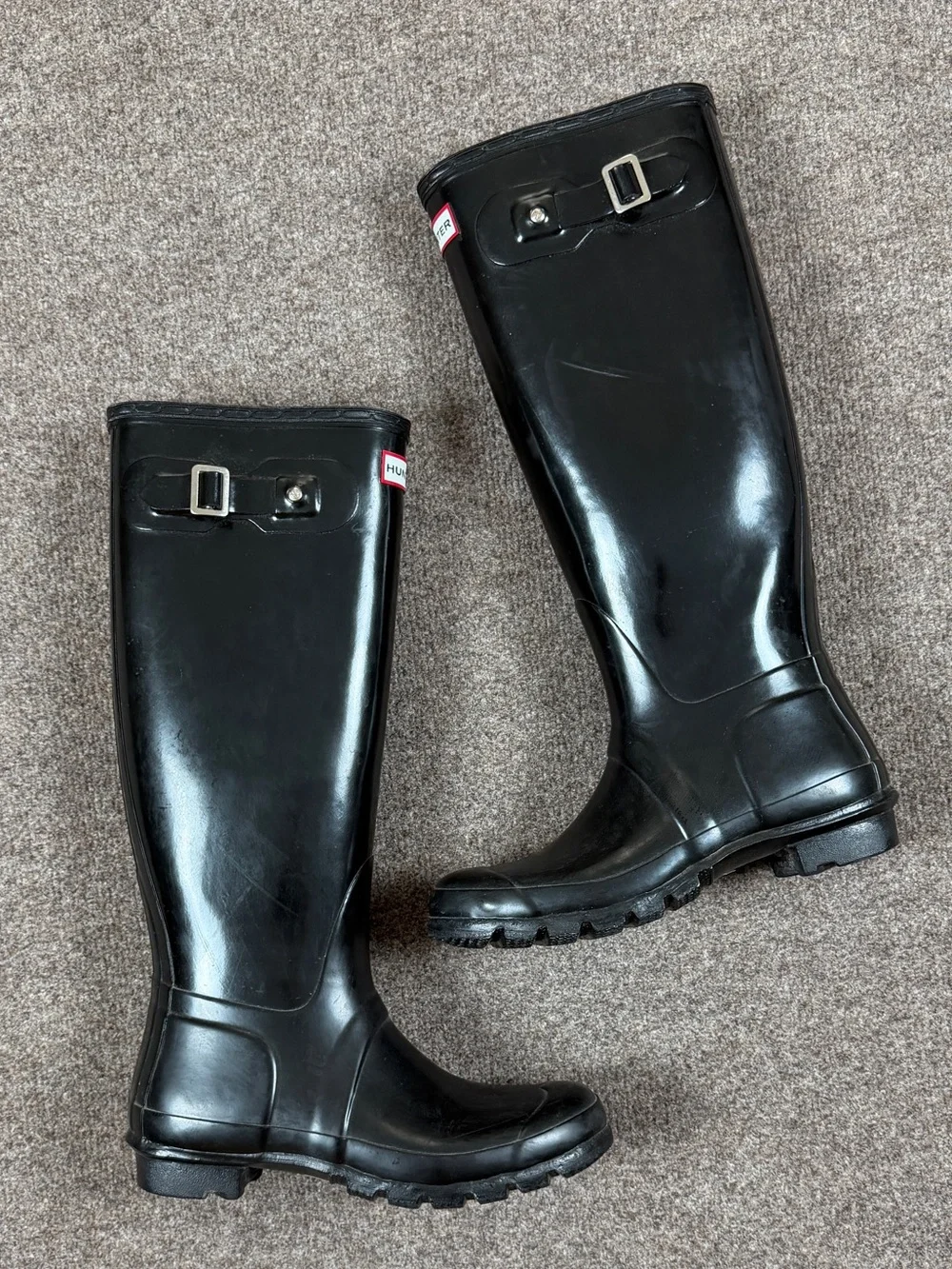 Hunter Original Tall Glossy Black Waterproof Rain Boots Women’s Size 8 EU 39